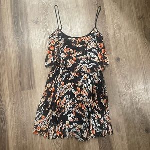 Black floral patterned mini dress